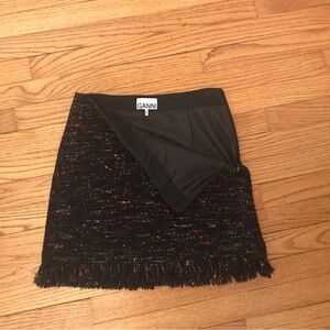 Ganni Black Fringe Skirt